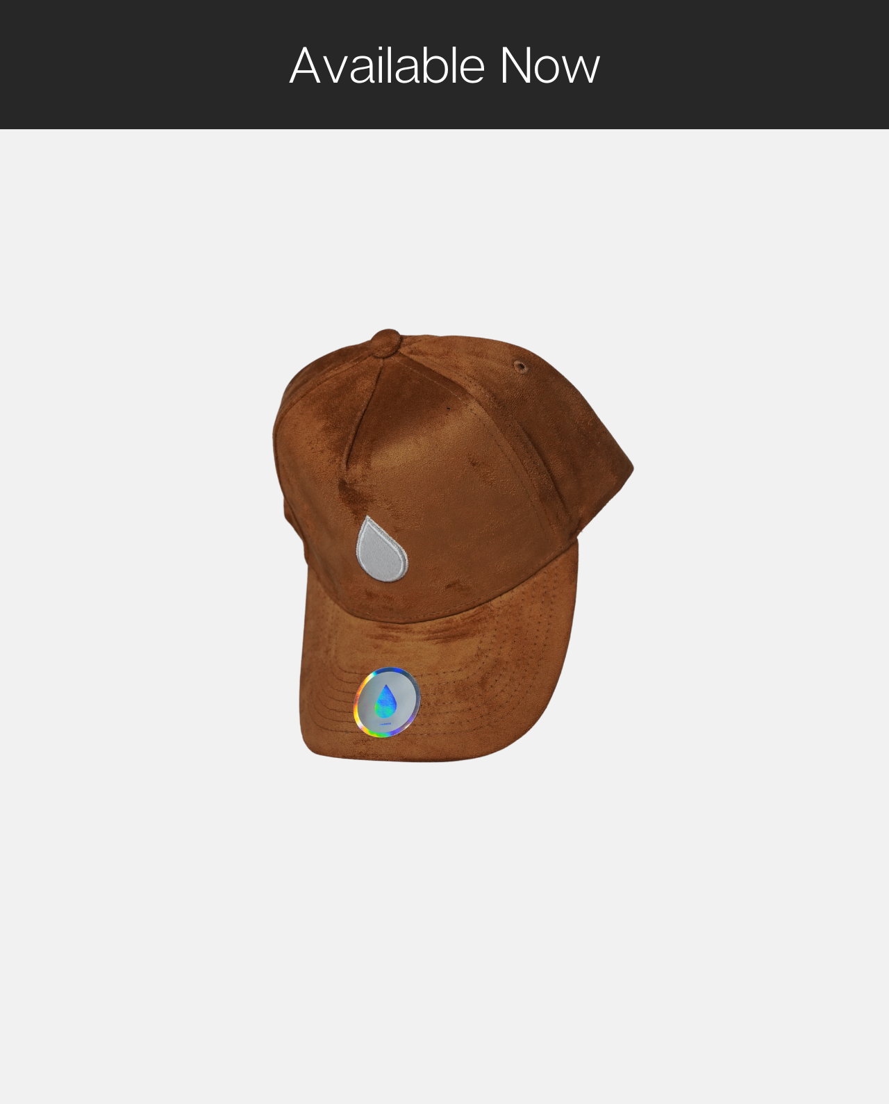 Finishers brand adjustable baseball style hat in a camel colored suede material with our white Calvary drop embroidery on the front panel and official Finishers Hologram sticker on the top of the front bill